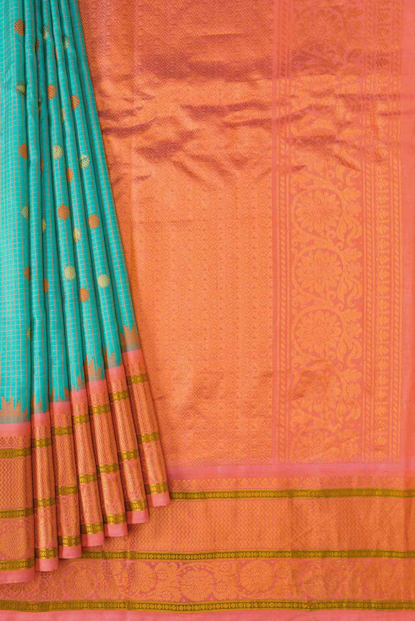 Blue Dual Tone Gadwal Silk Saree