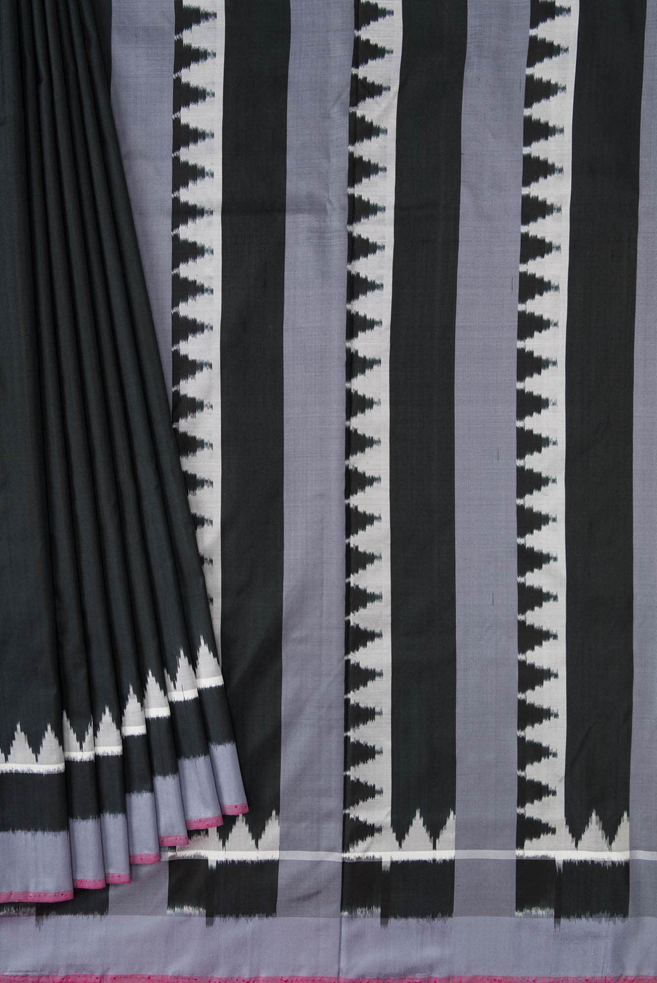 Black Dual Tone Double Ikat Saree
