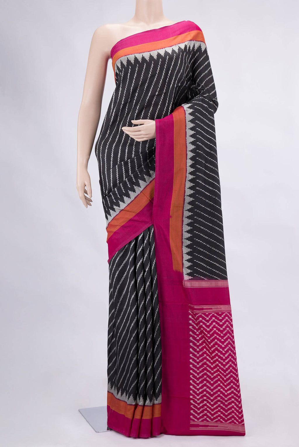 Black Dual Tone Double Ikat Saree