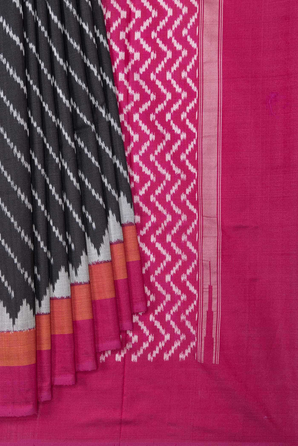 Black Dual Tone Double Ikat Saree