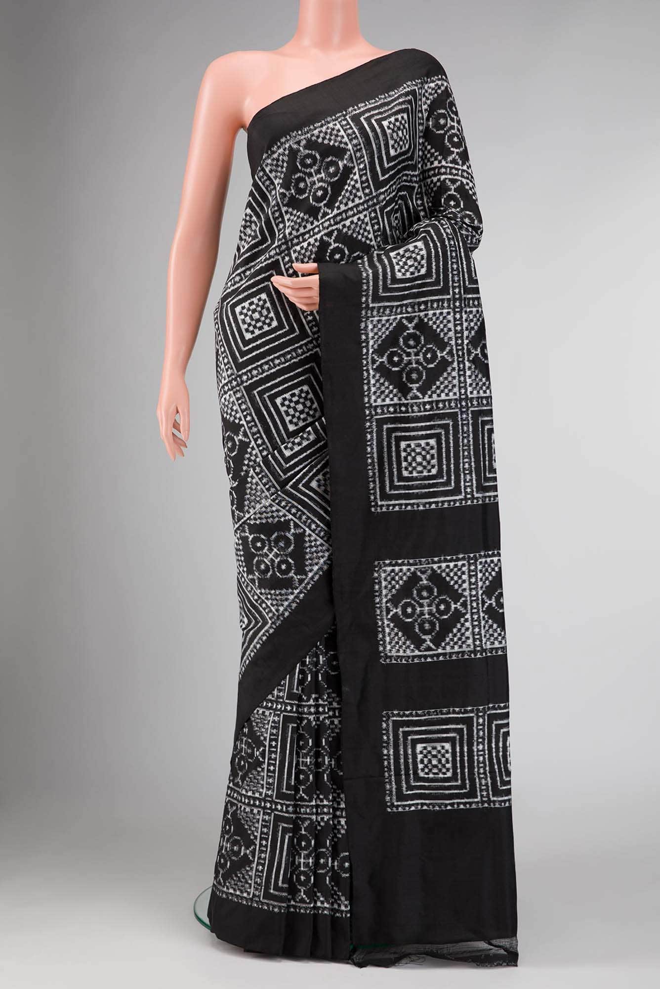 Black Dual Tone Double Ikat Saree
