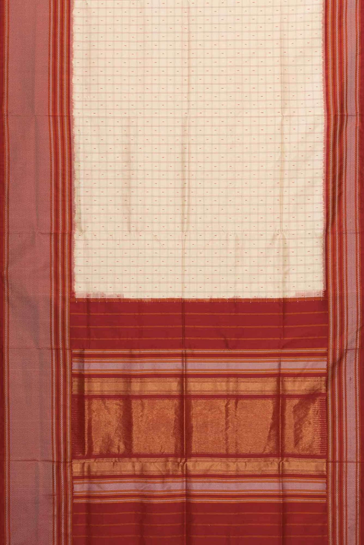 Cream Double Ikat Saree