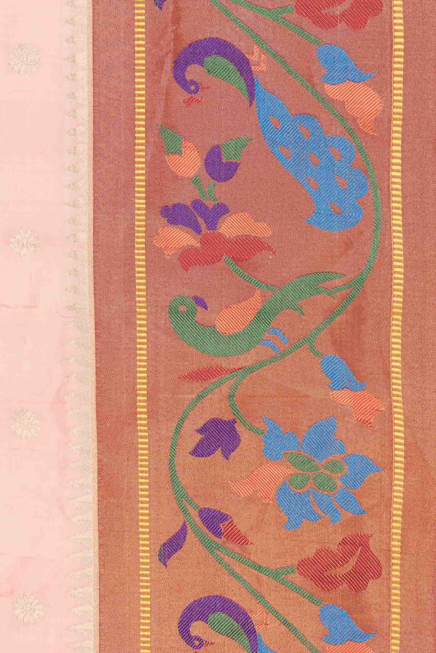 Peach Dual Tone Paithani Silk Saree