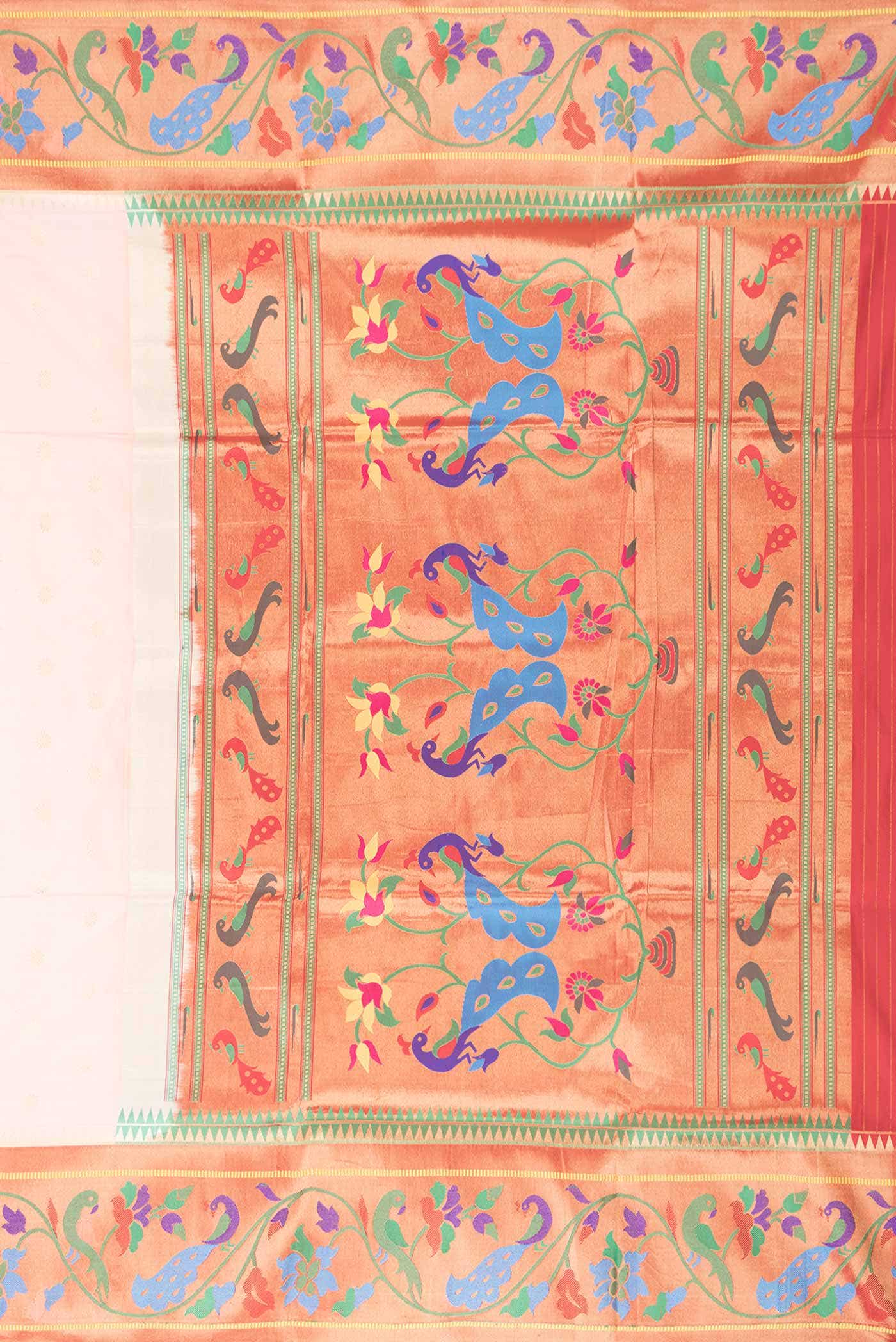 Peach Dual Tone Paithani Silk Saree