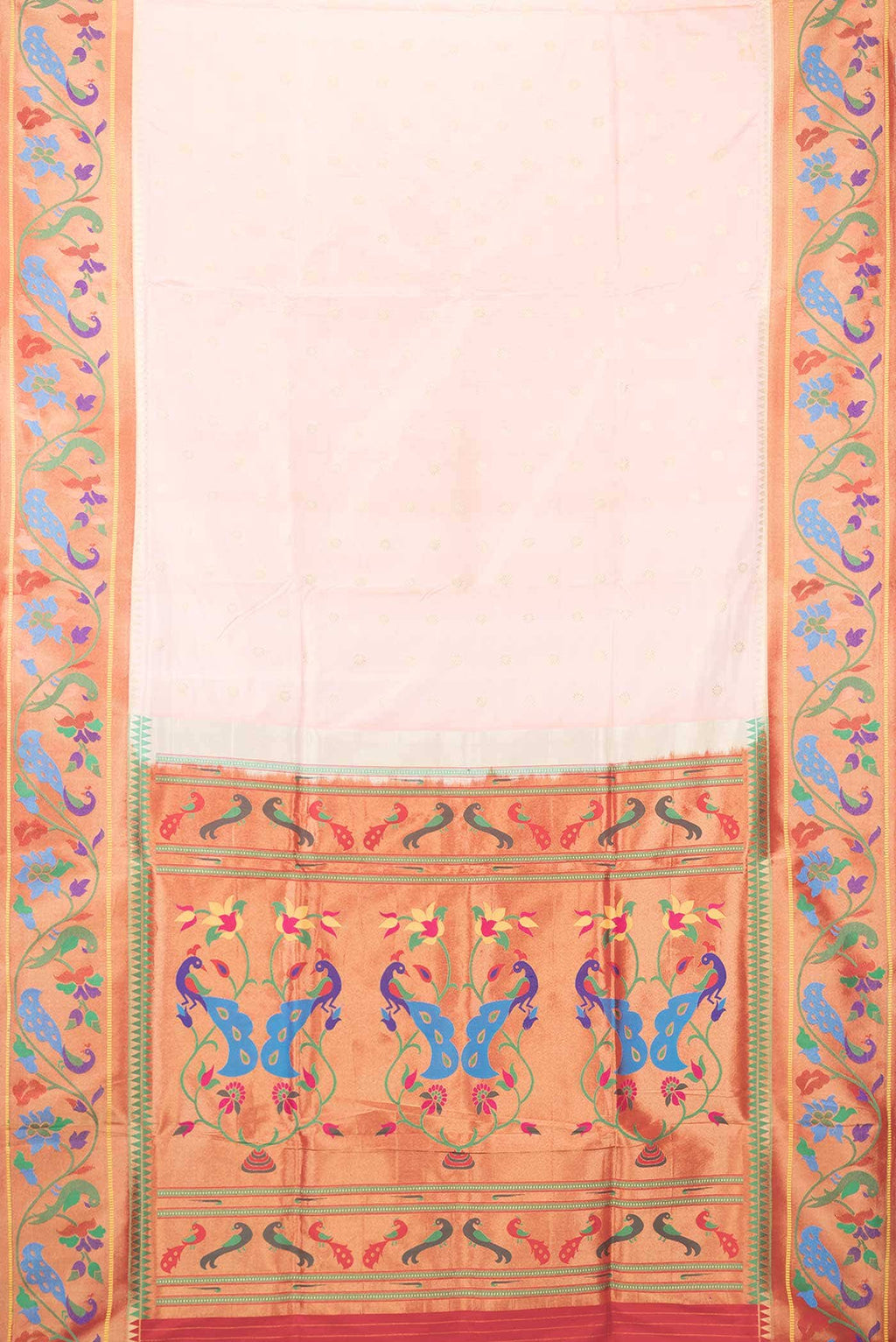 Peach Dual Tone Paithani Silk Saree