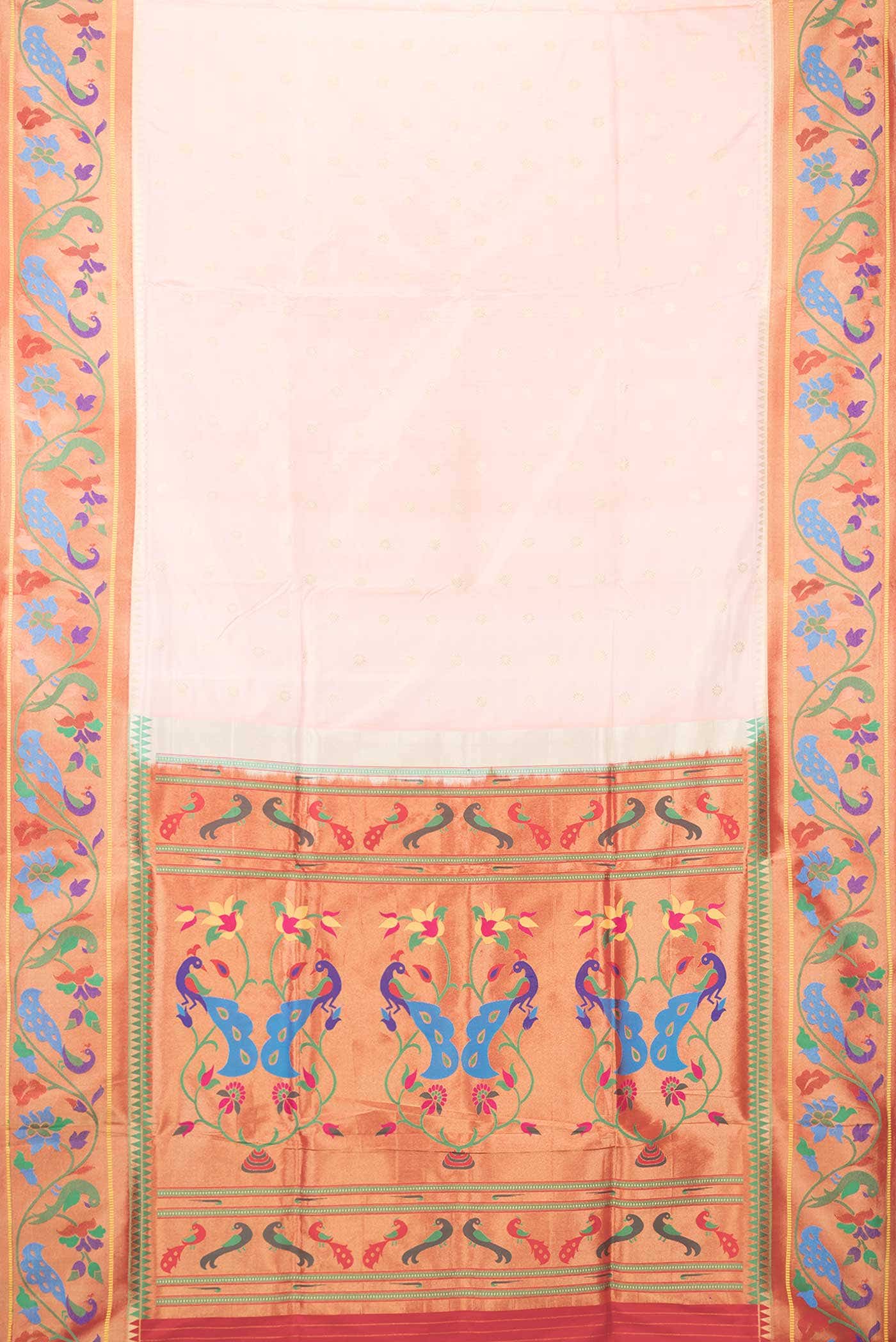 Peach Dual Tone Paithani Silk Saree