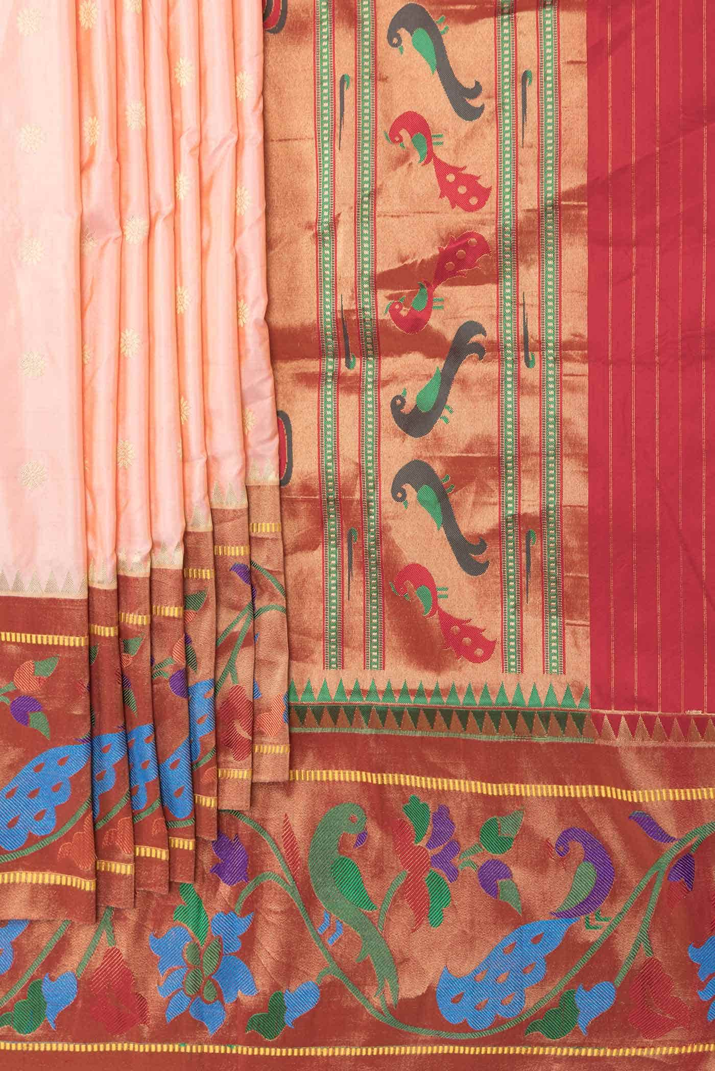 Peach Dual Tone Paithani Silk Saree