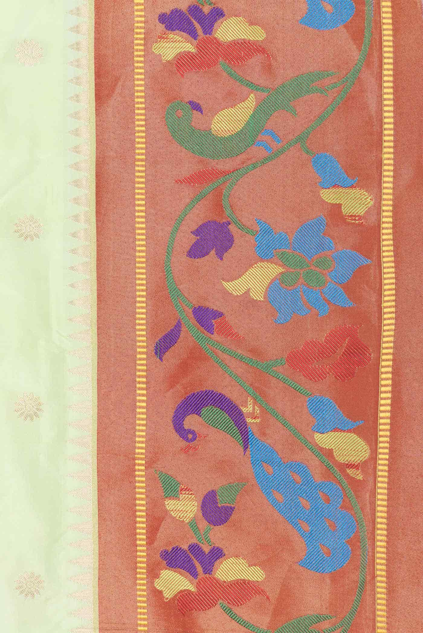 Pista Green Dual Tone Paithani Silk Saree