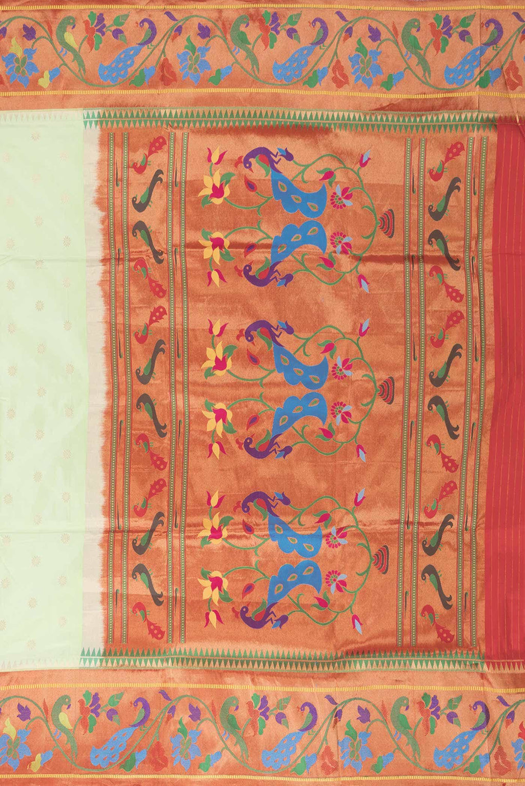 Pista Green Dual Tone Paithani Silk Saree