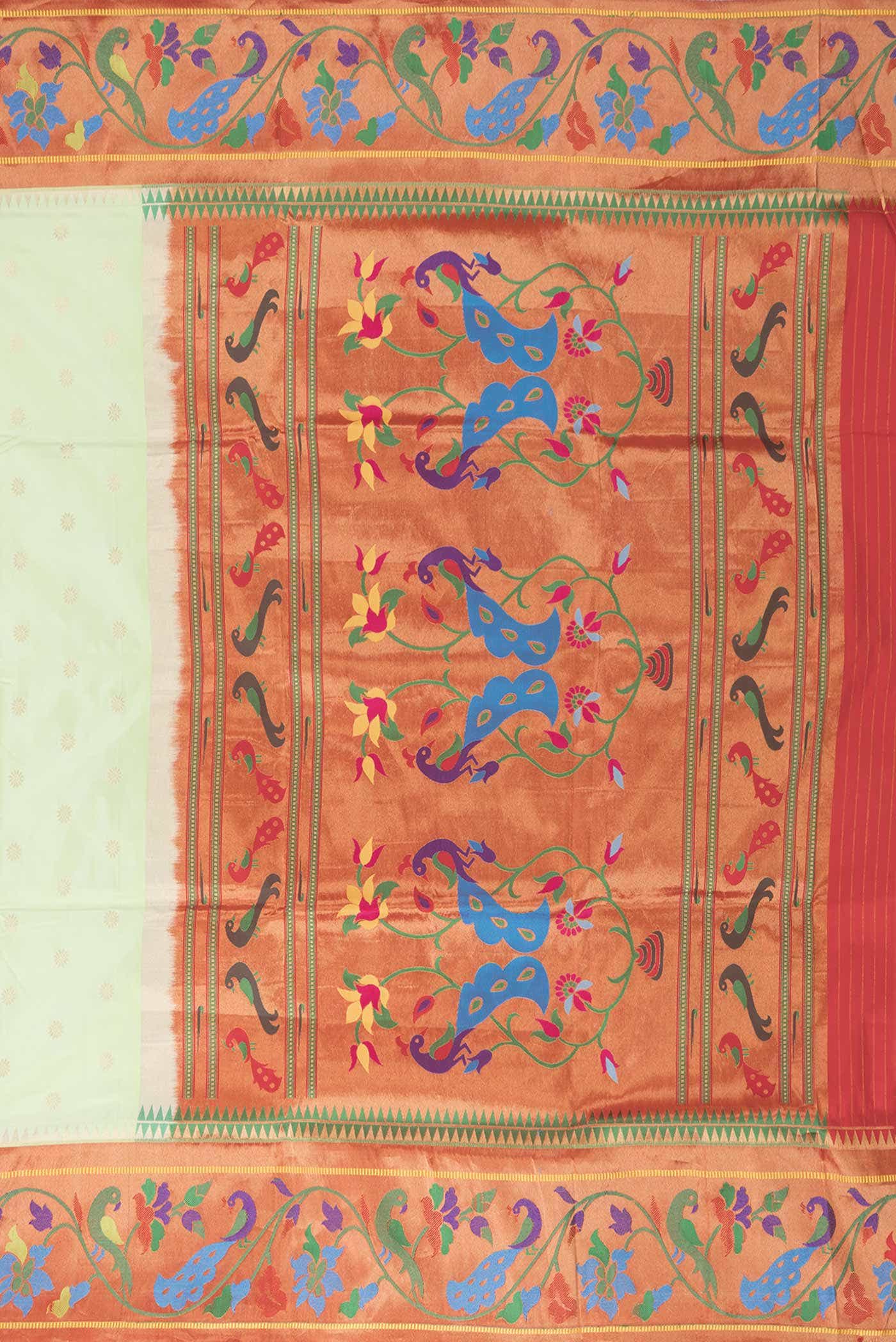 Pista Green Dual Tone Paithani Silk Saree