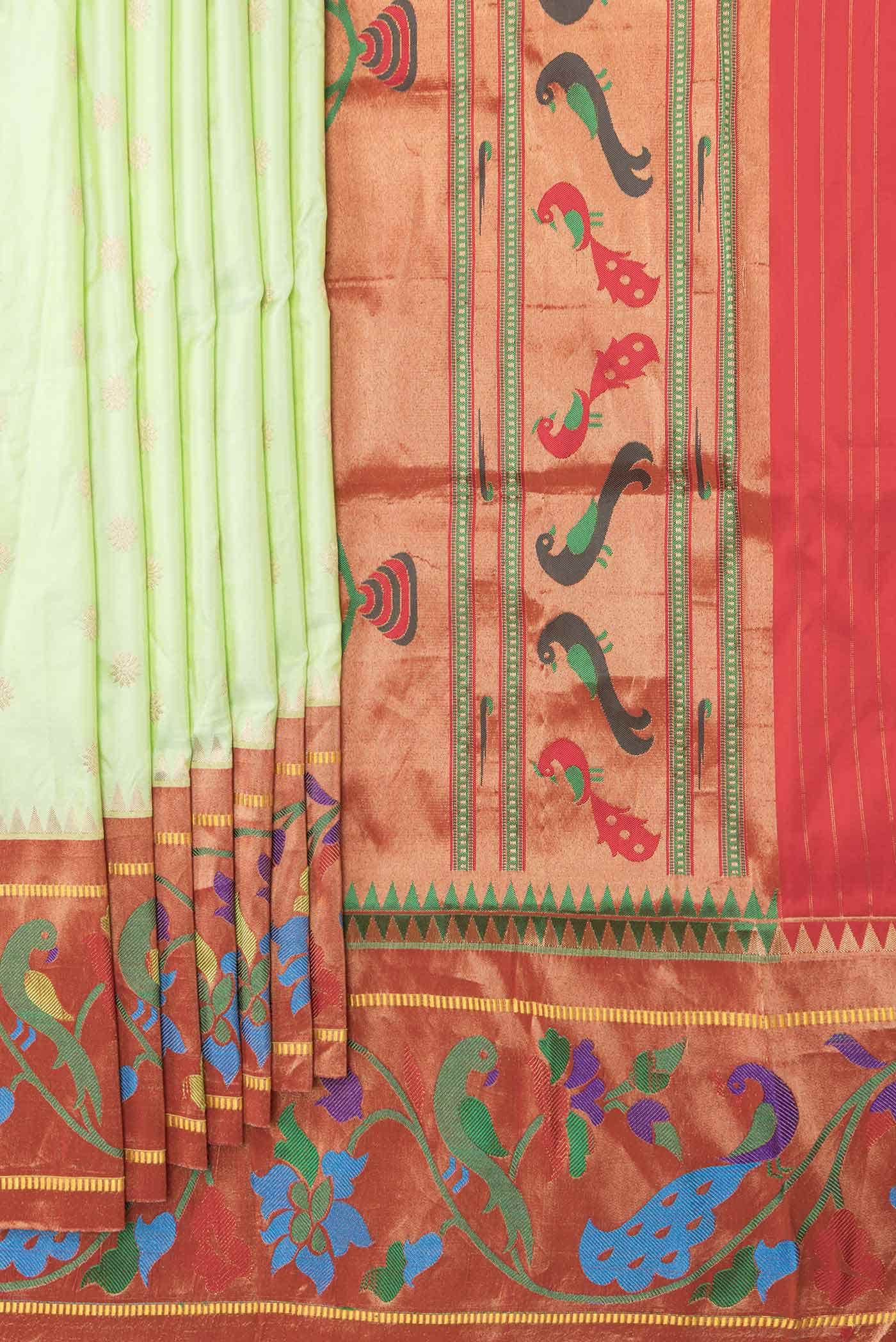 Pista Green Dual Tone Paithani Silk Saree