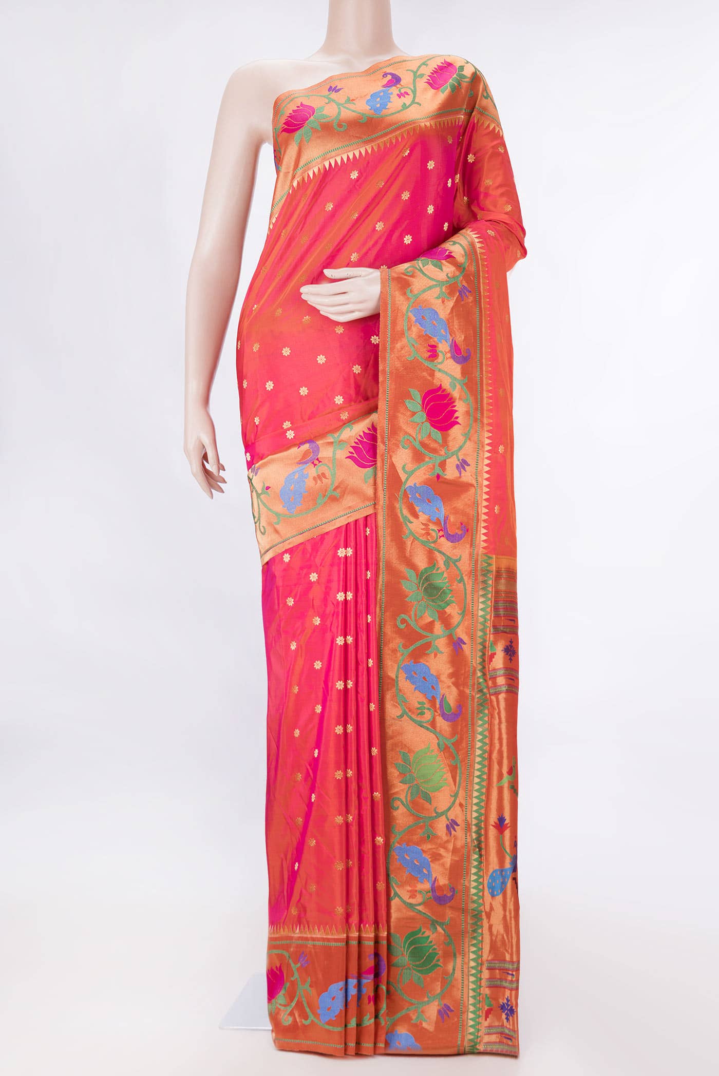 Pink Dual Tone Paithani Silk Saree