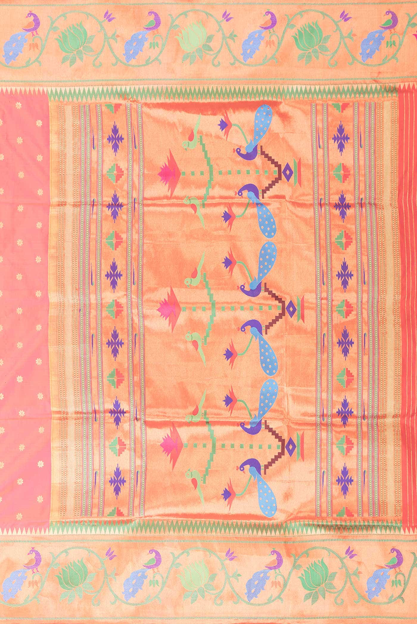 Pink Dual Tone Paithani Silk Saree