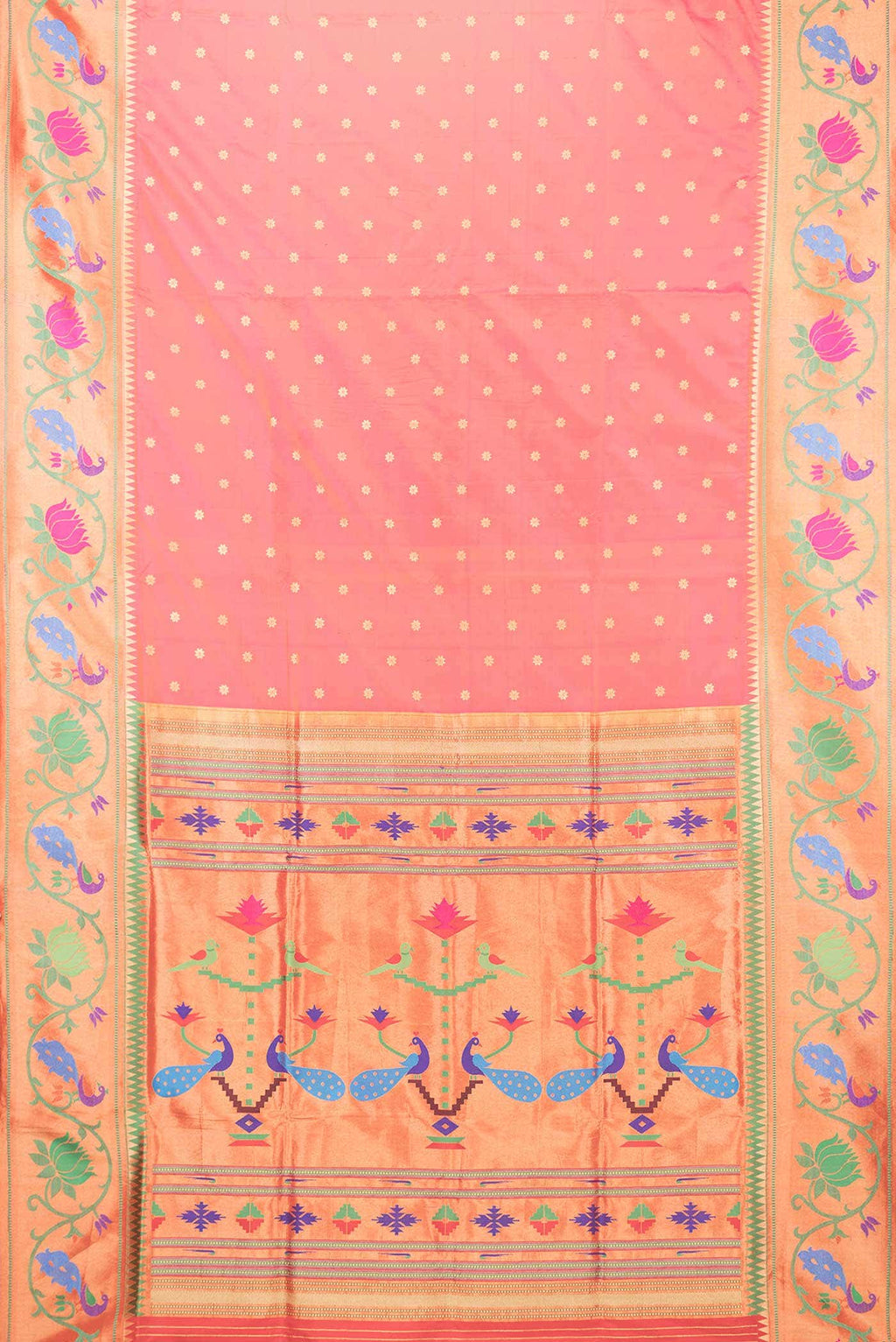 Pink Dual Tone Paithani Silk Saree