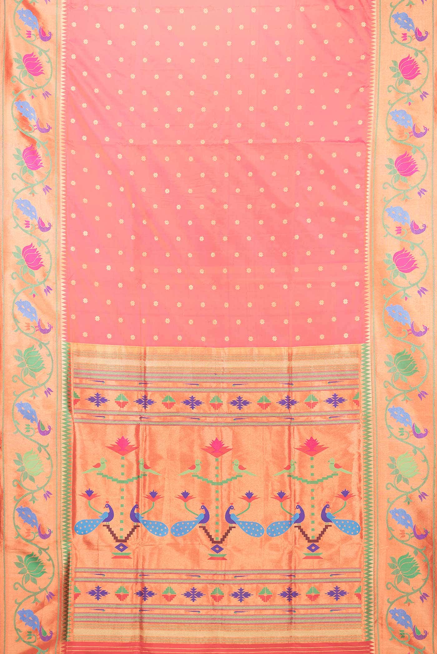 Pink Dual Tone Paithani Silk Saree