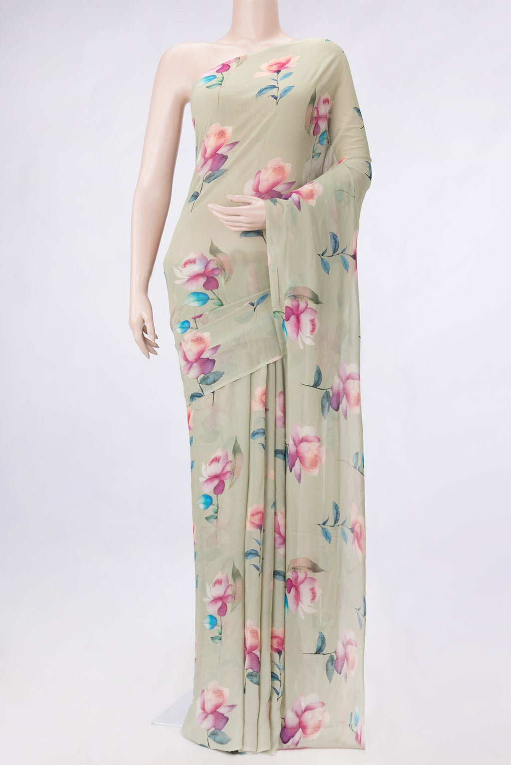 Light Green Dual Tone Mysore Crepe Saree