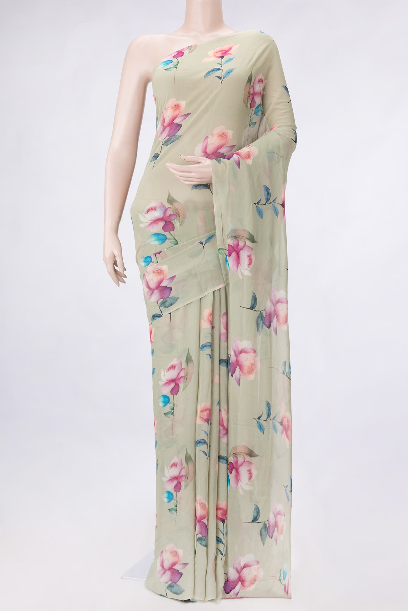 Light Green Dual Tone Mysore Crepe Saree