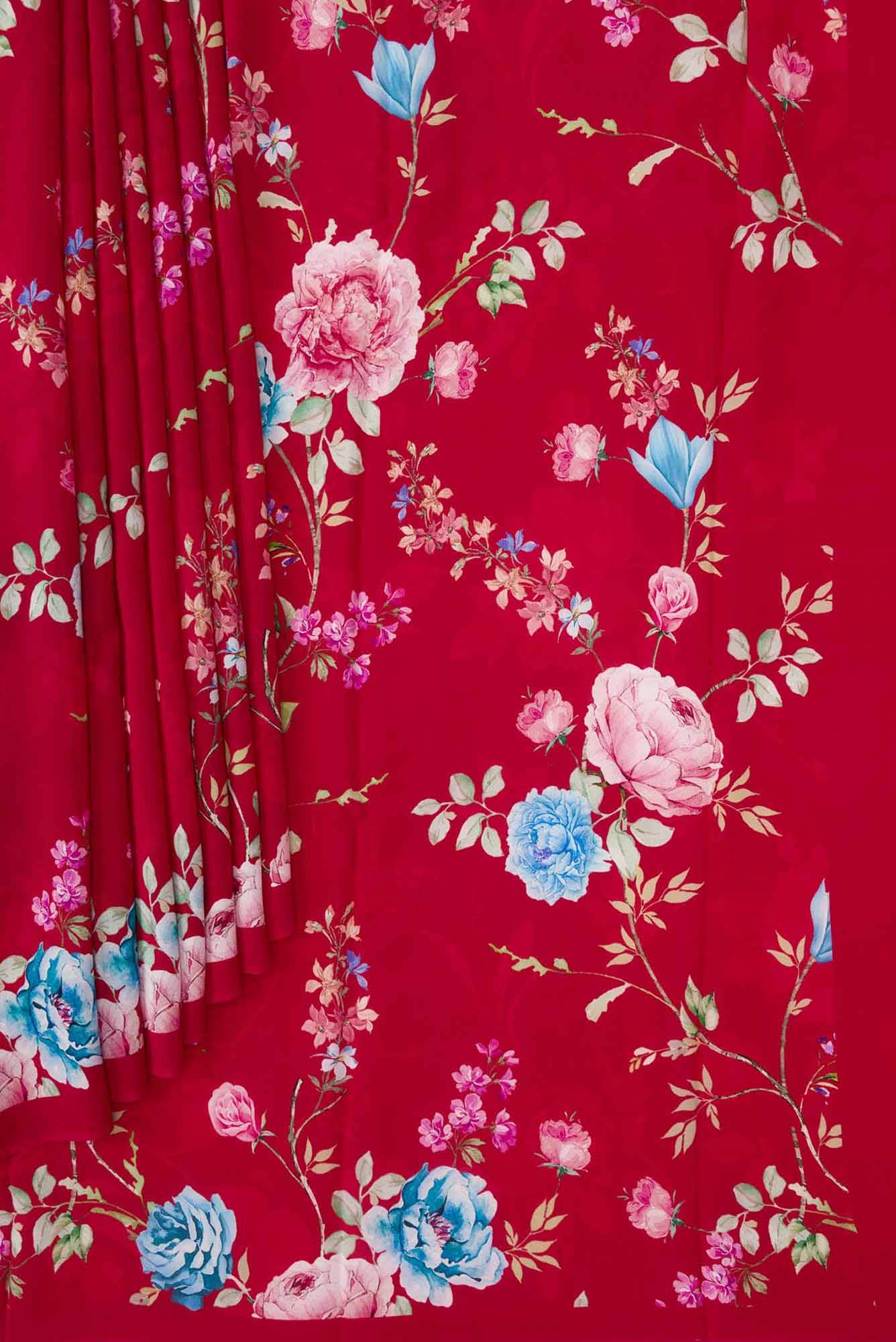 Dark Pink Dual Tone Mysore Crepe Saree