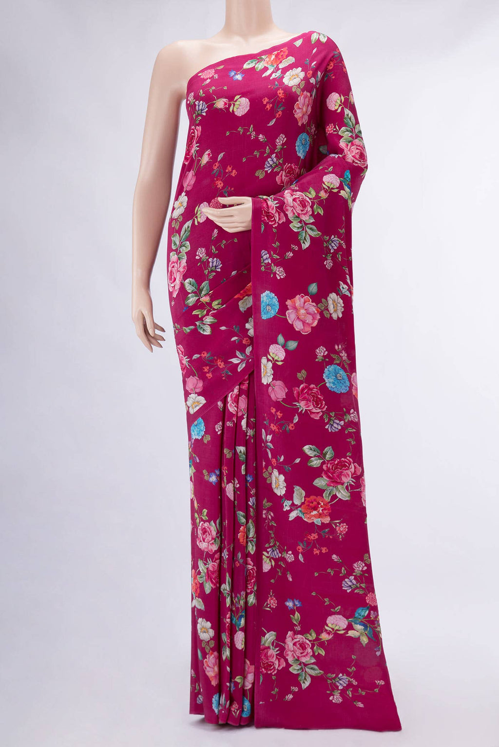 Pink Mysore Crepe Saree