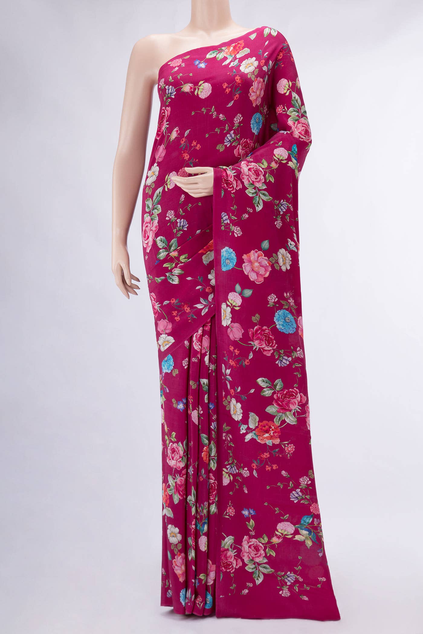 Pink Mysore Crepe Saree