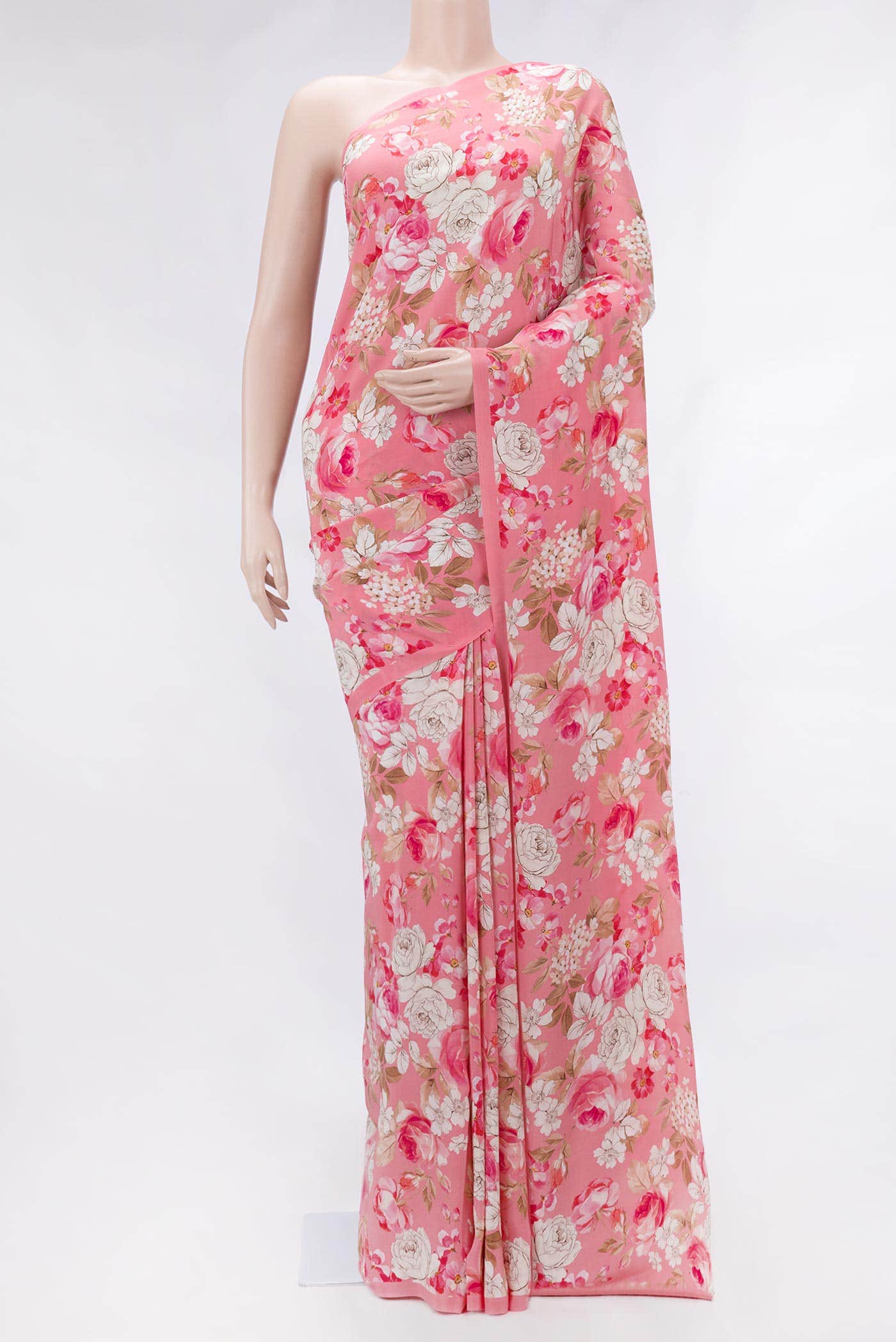Pink Dual Tone Mysore Crepe Saree