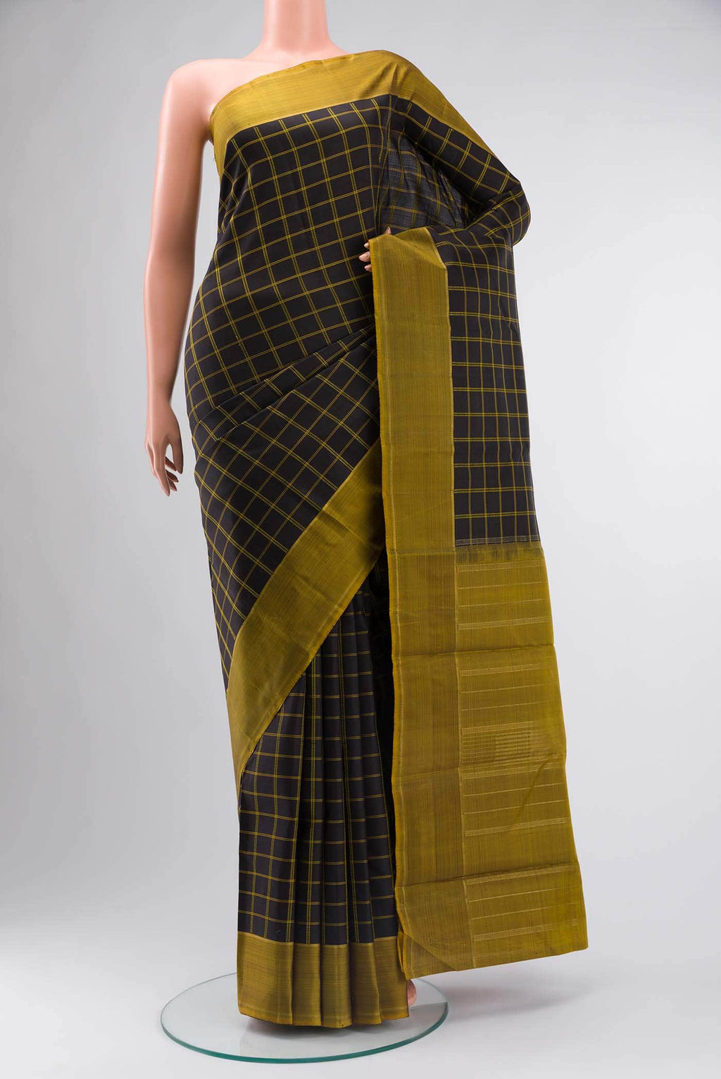 Pure Silk Pure Zari Black Kanchipuram Saree