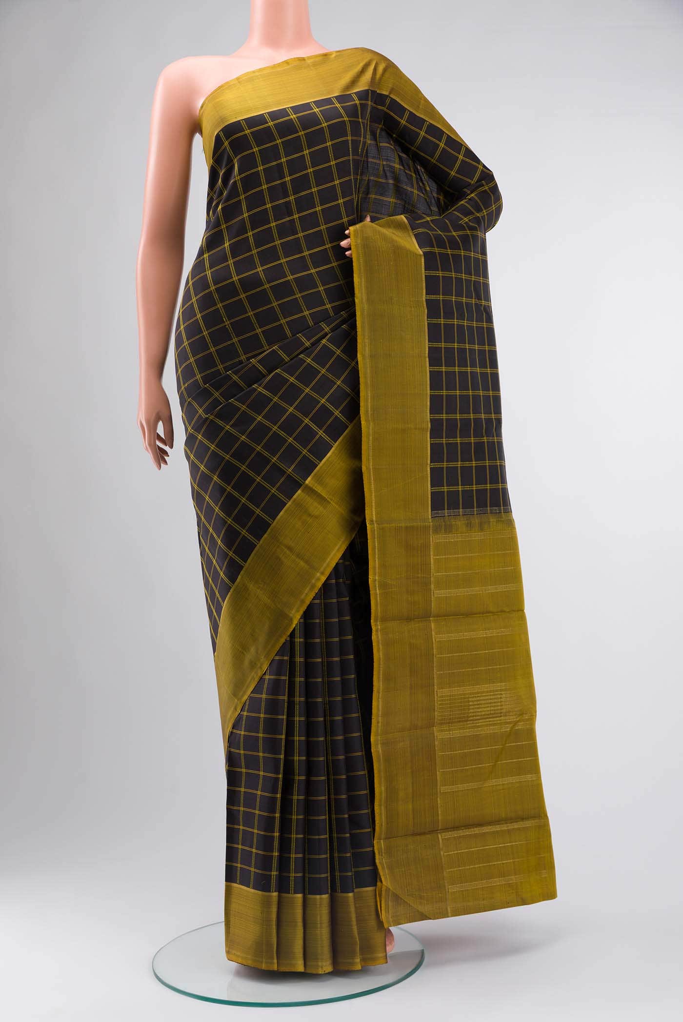 Pure Silk Pure Zari Black Kanchipuram Saree