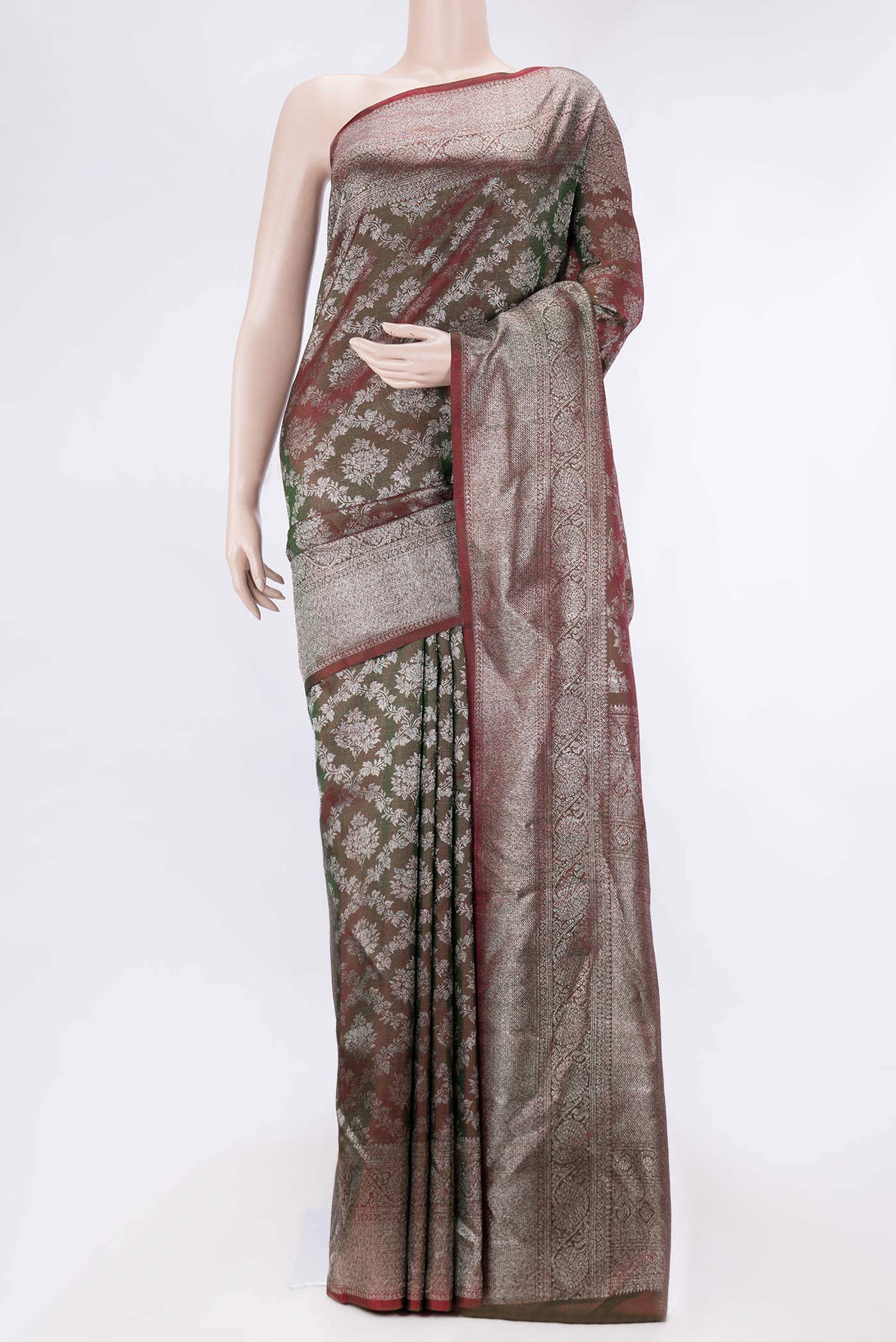 Mehandi Green Dual Tone Kanchipuram Silk Saree