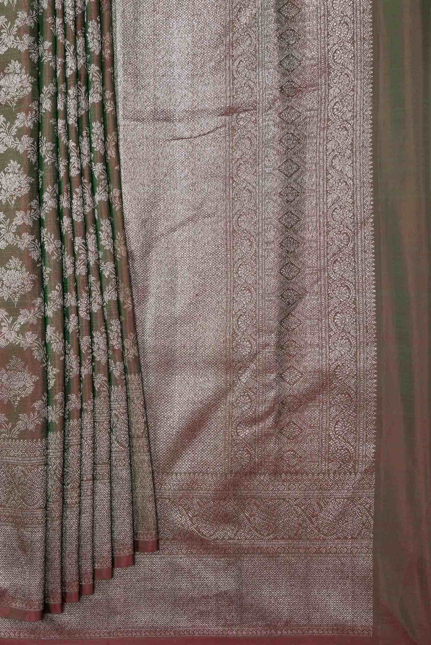Mehandi Green Dual Tone Kanchipuram Silk Saree