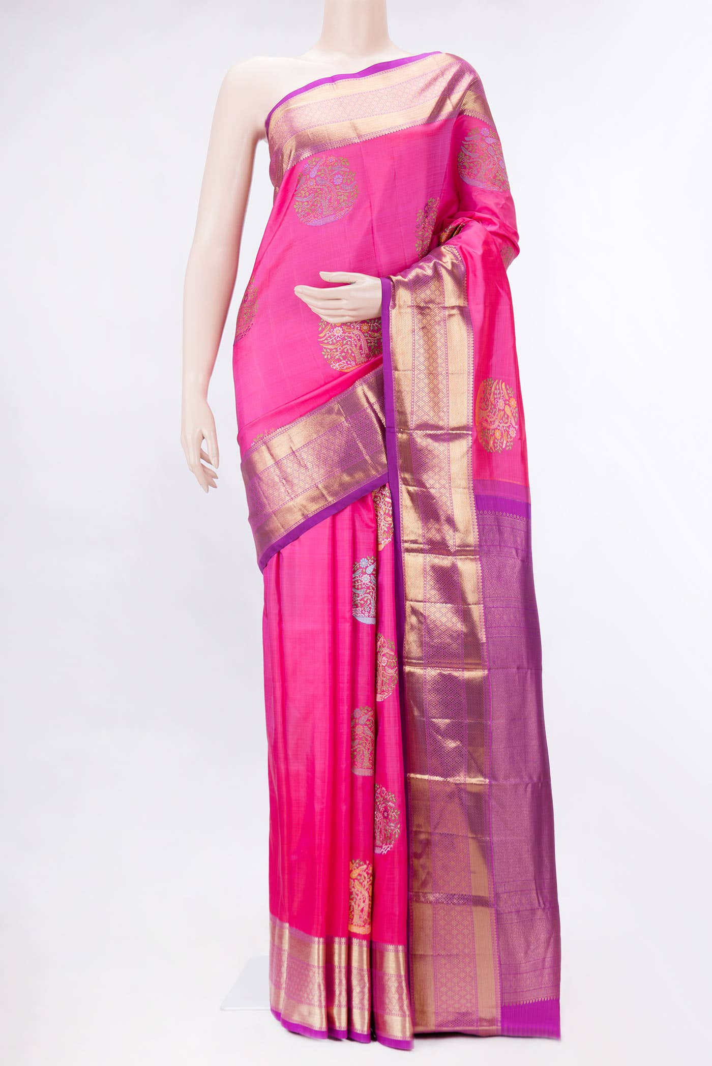 Pink Dual Tone Kanchipuram Silk Saree