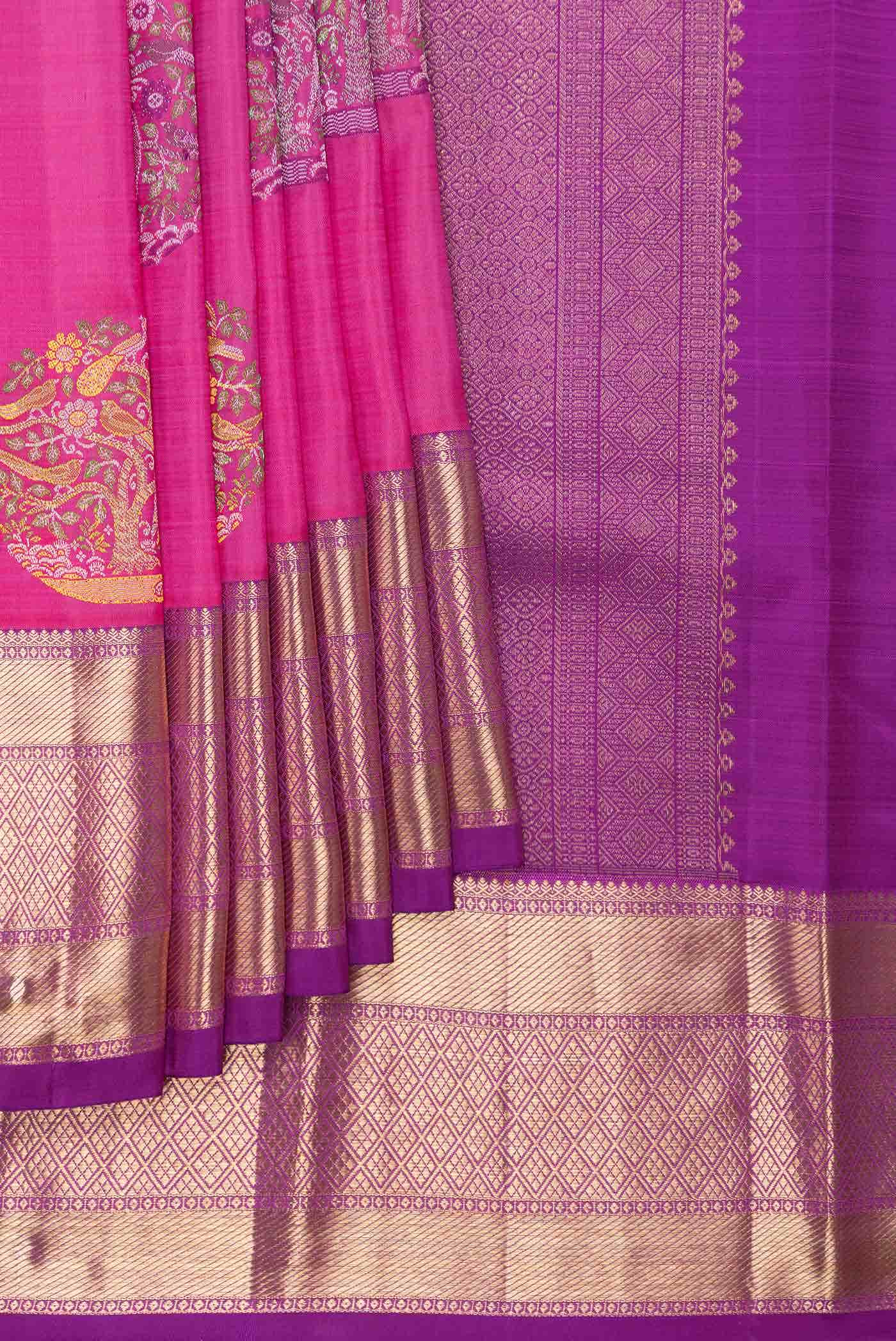 Pink Dual Tone Kanchipuram Silk Saree