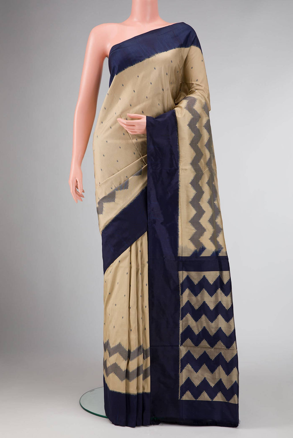 Dark Beige Dual Tone Double Ikat Saree