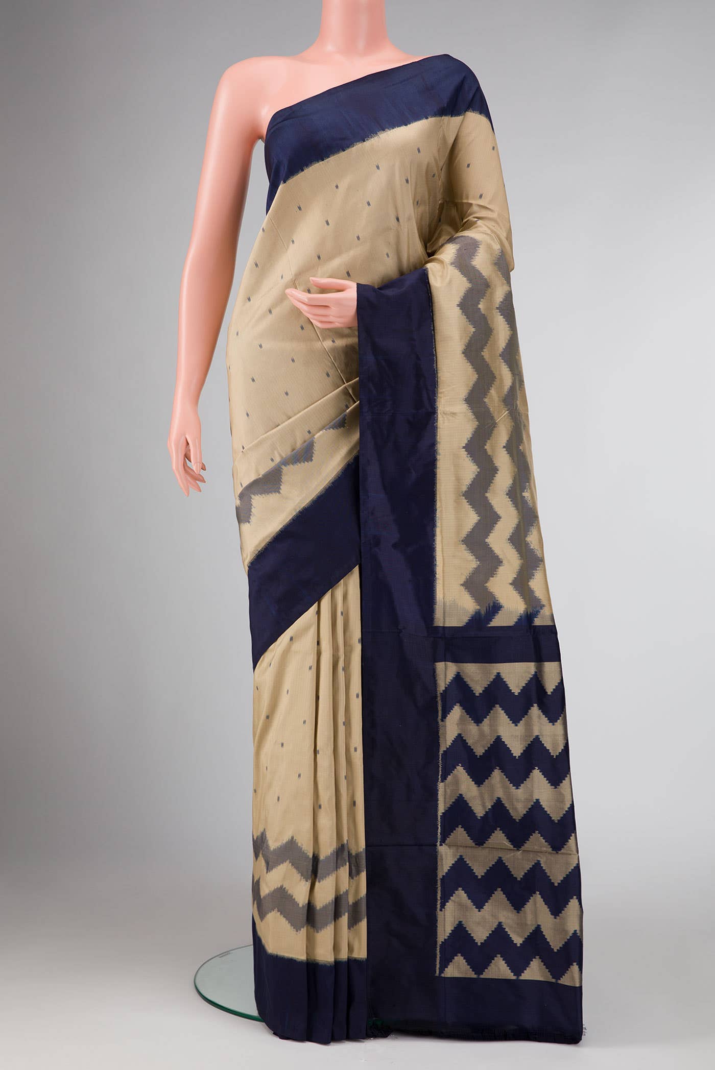Dark Beige Dual Tone Double Ikat Saree