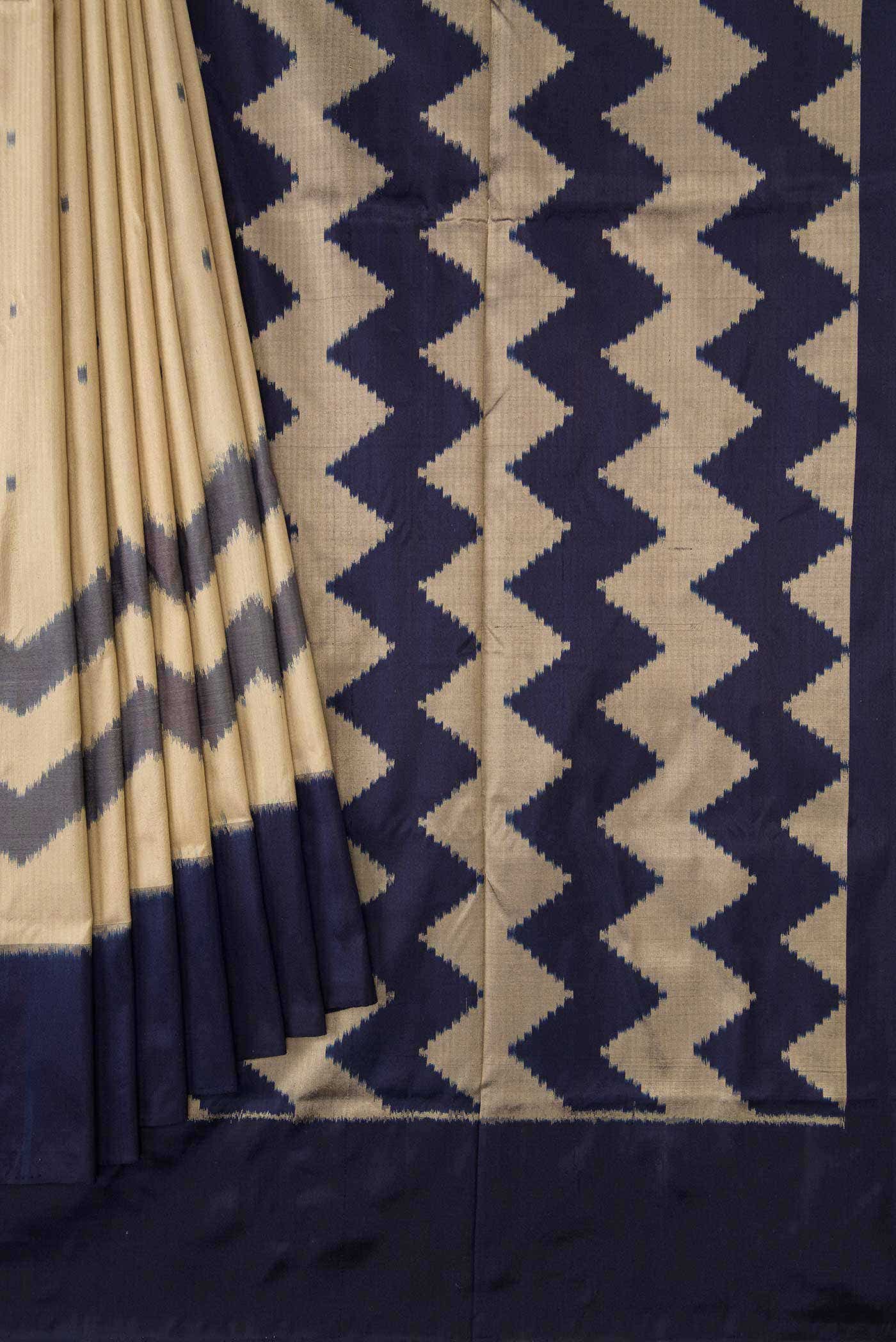 Dark Beige Dual Tone Double Ikat Saree