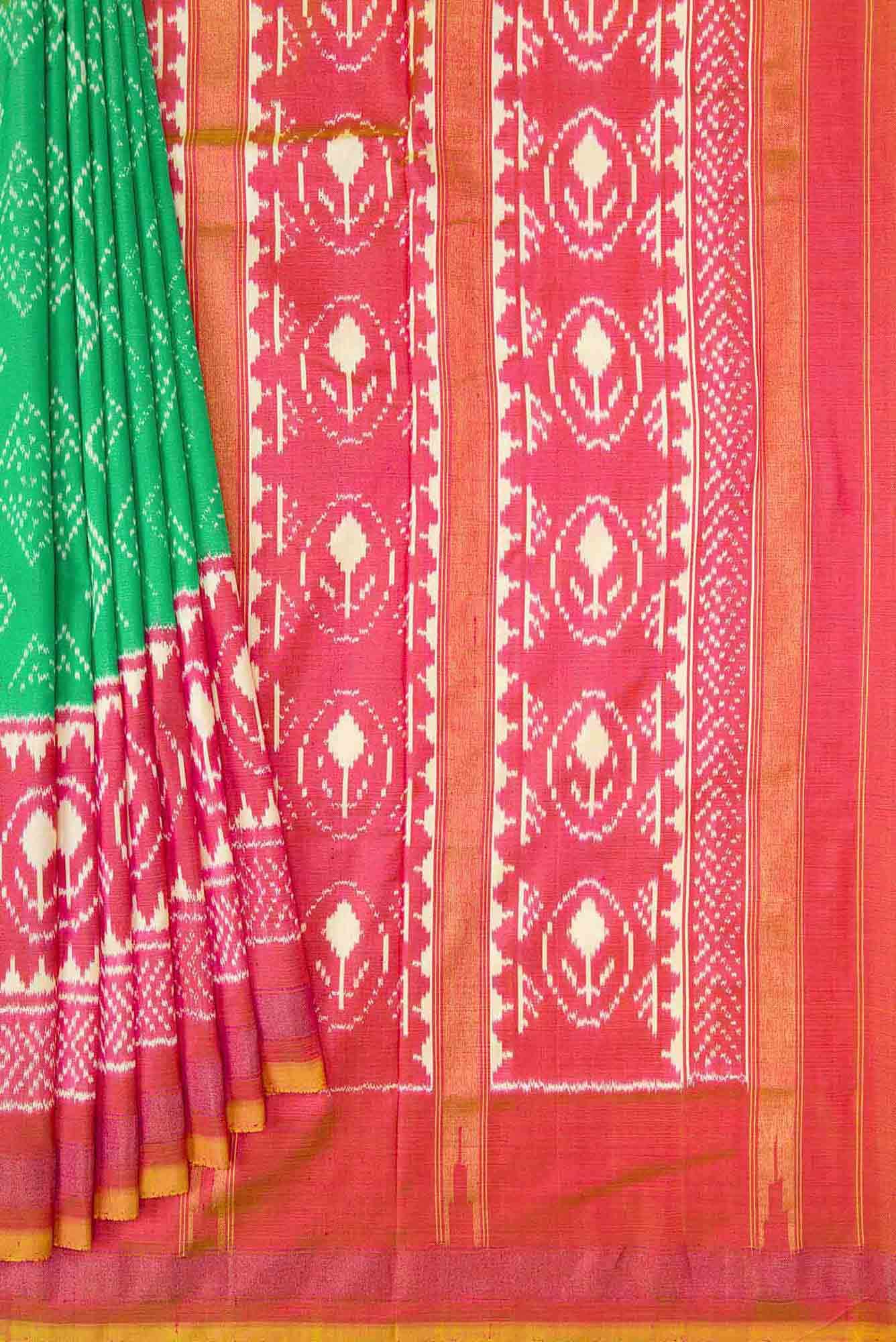 Sea Green Dual Tone Double Ikat Saree