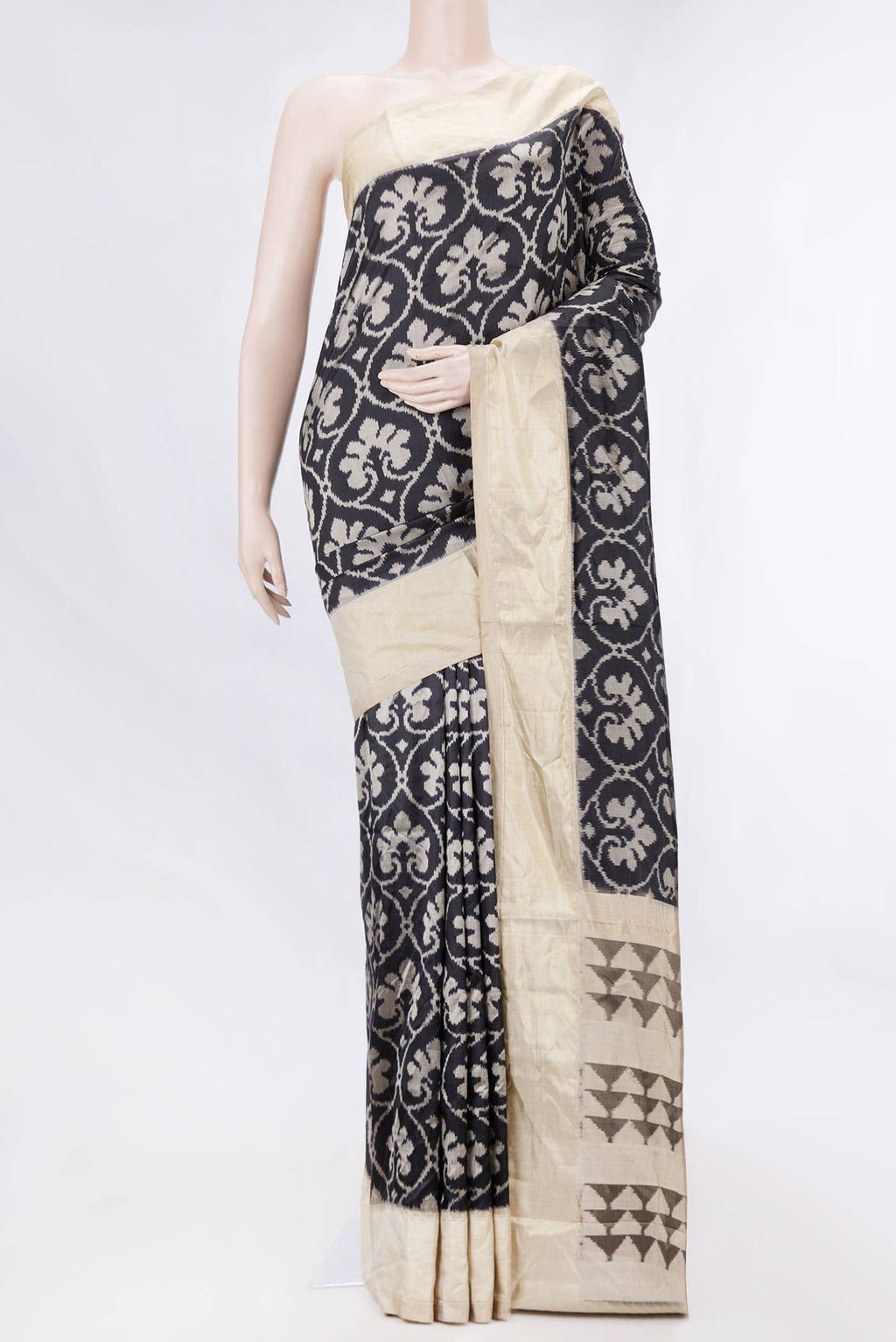 Black Dual Tone Double Ikat Saree