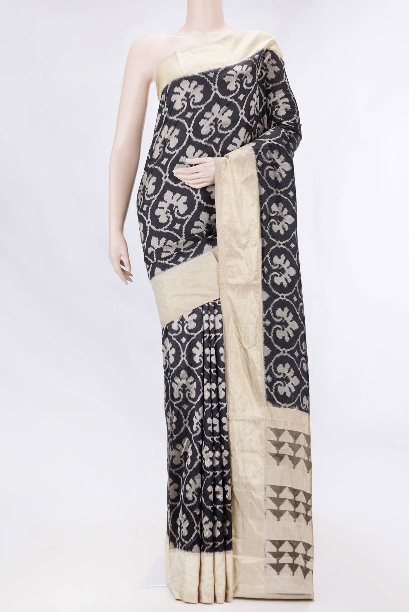 Black Dual Tone Double Ikat Saree