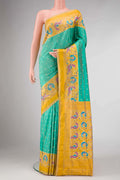 Sea Green Dual Tone Double Ikat Saree