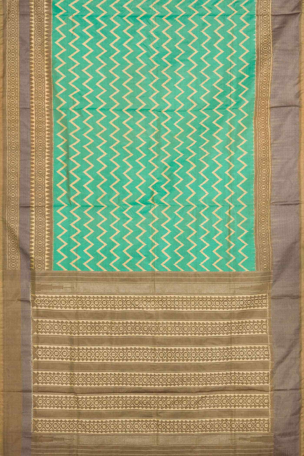 Sea Green Dual Tone Double Ikat Saree