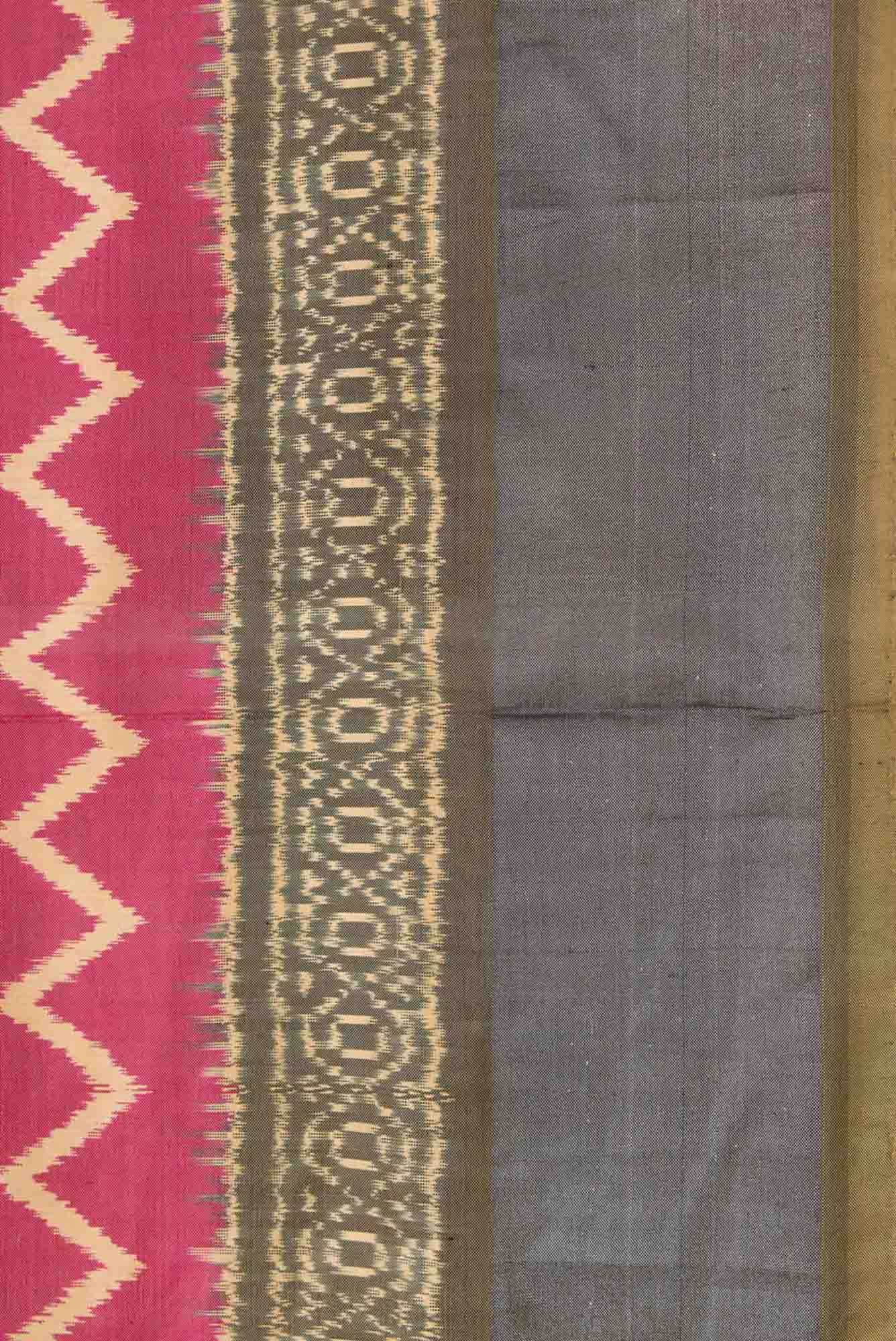 Dark Pink Dual Tone Double Ikat Saree