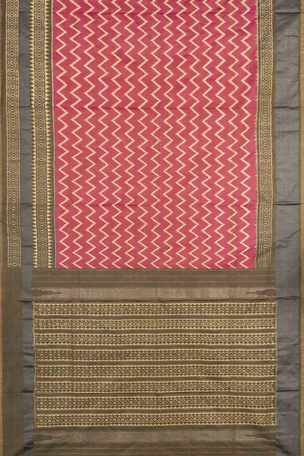 Dark Pink Dual Tone Double Ikat Saree