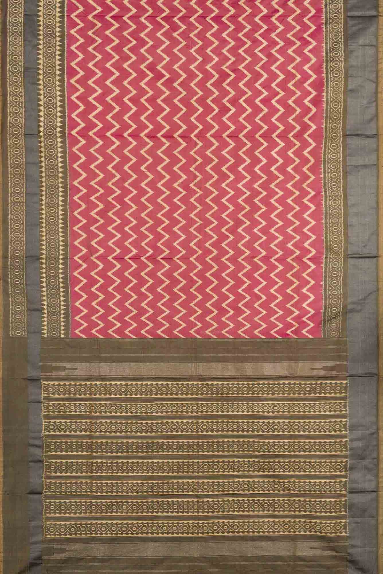 Dark Pink Dual Tone Double Ikat Saree