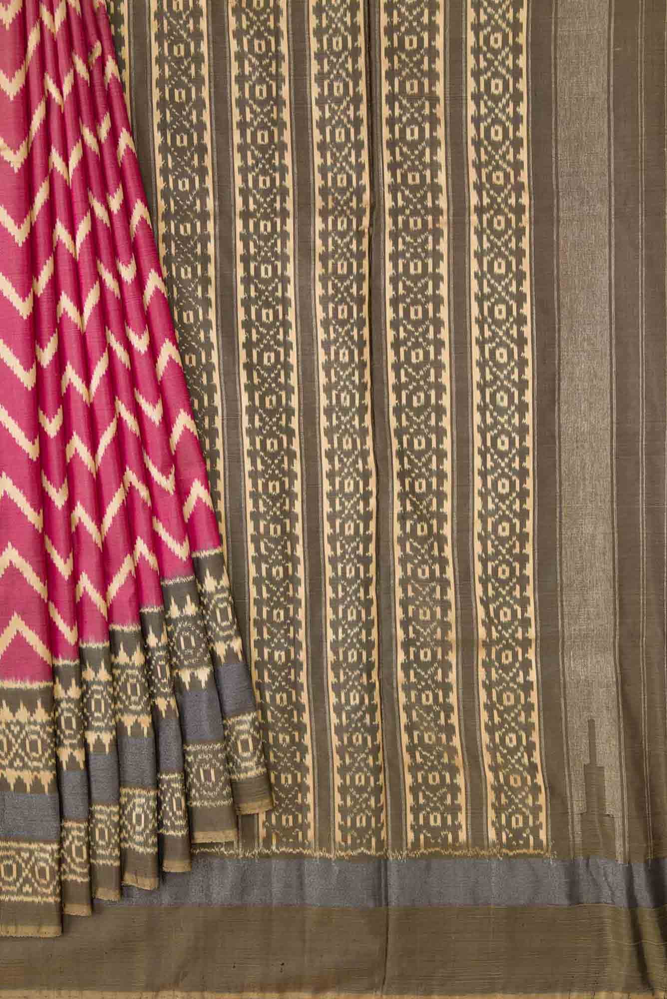 Dark Pink Dual Tone Double Ikat Saree
