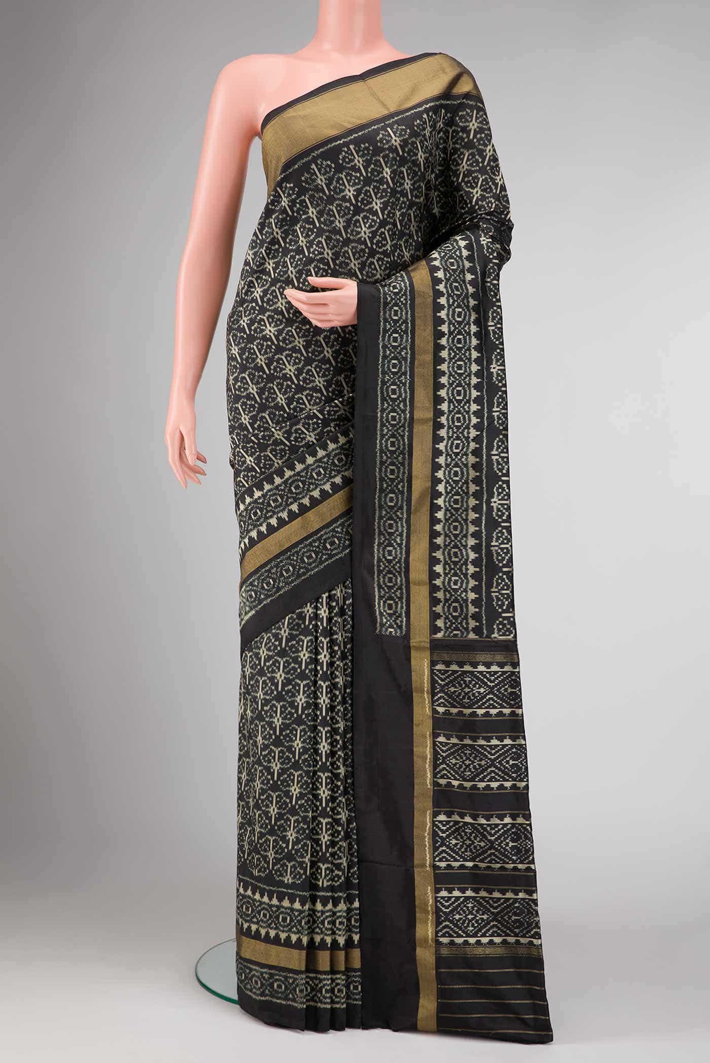 Black Dual Tone Double Ikat Saree