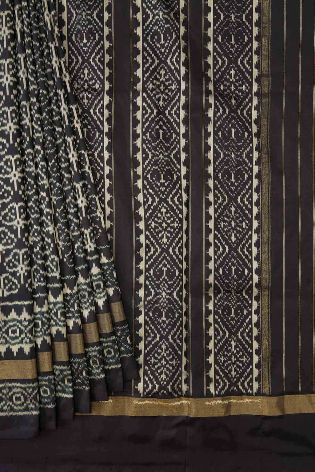 Black Dual Tone Double Ikat Saree