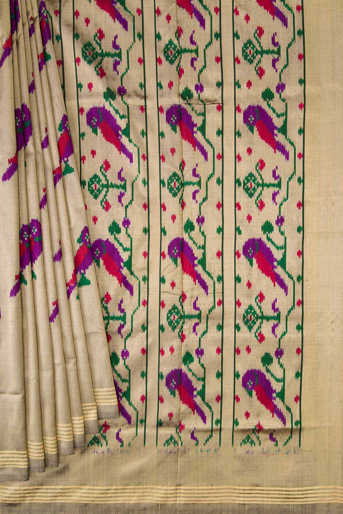 Dark Beige Dual Tone Double Ikat Saree