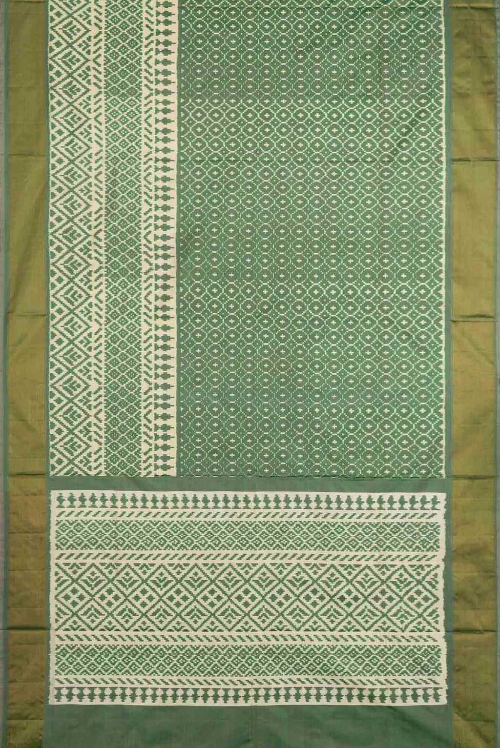 Green Dual Tone Double Ikat Saree