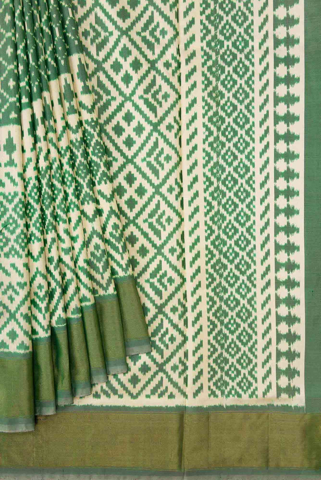 Green Dual Tone Double Ikat Saree