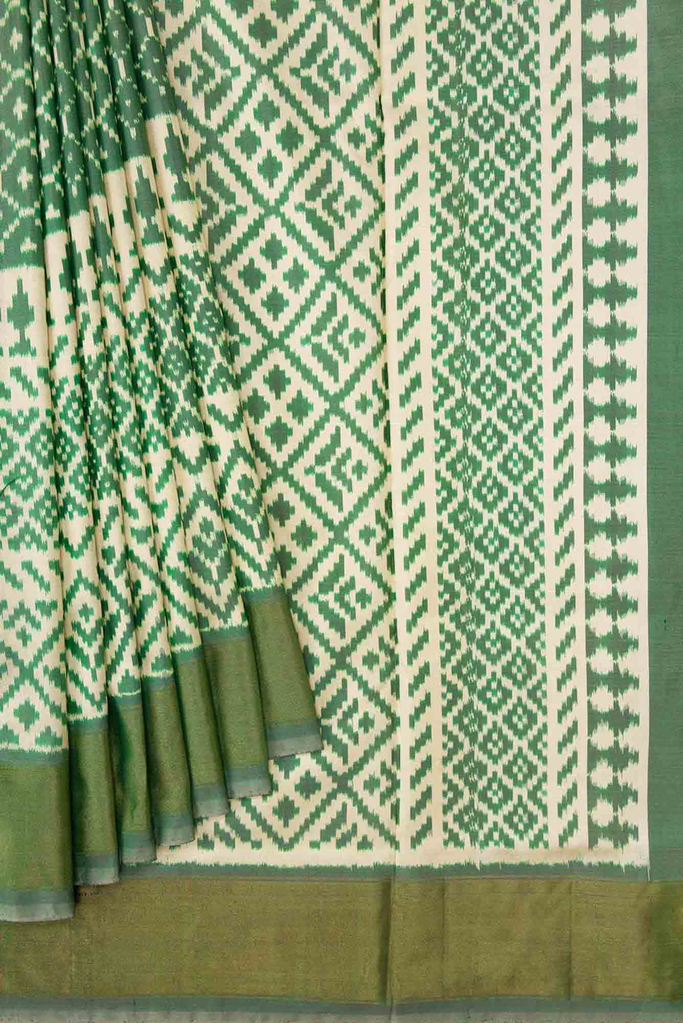 Green Dual Tone Double Ikat Saree