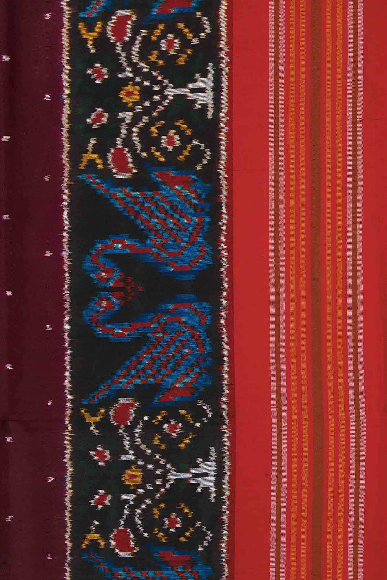 Maroon Dual Tone Double Ikat Saree